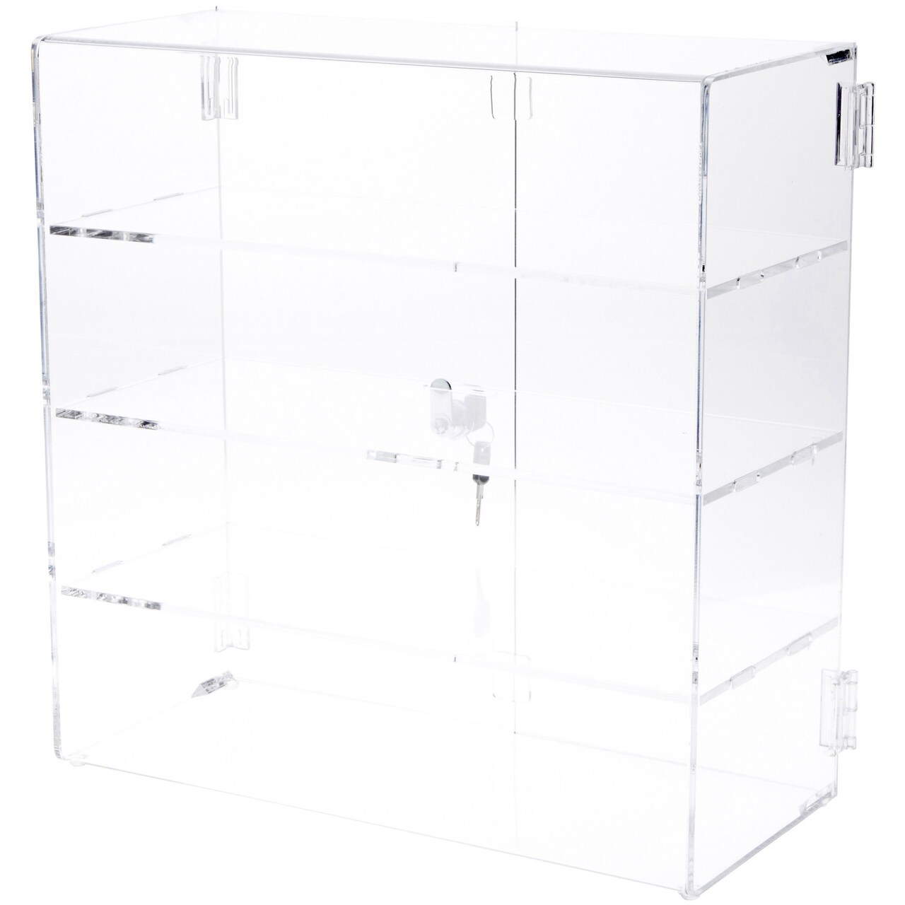 Plymor Clear Acrylic Rectangular Locking Display Case, 3 Shelves
